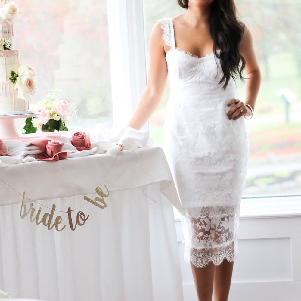 White Lace Midi Dress